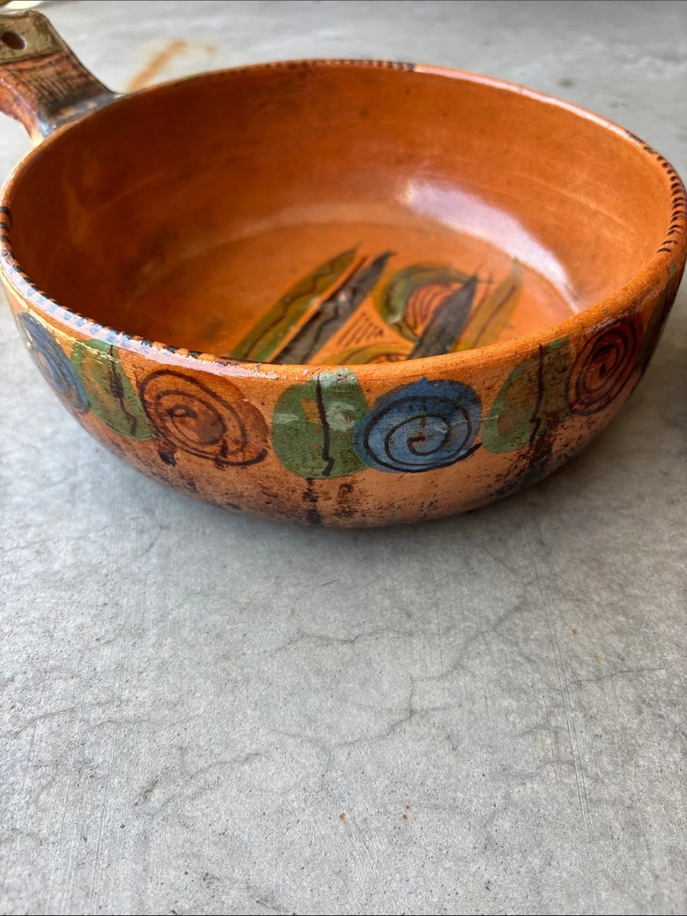 Vintage Mexican Handmade Terracotta cazuela de barro cooking skillets (Set of 2)